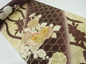 アンティーク　菊模様刺繍着物洗い張り